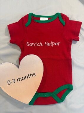 Santa's Helper - Short Sleeve Red and Green Baby Onesie Top/Shirt